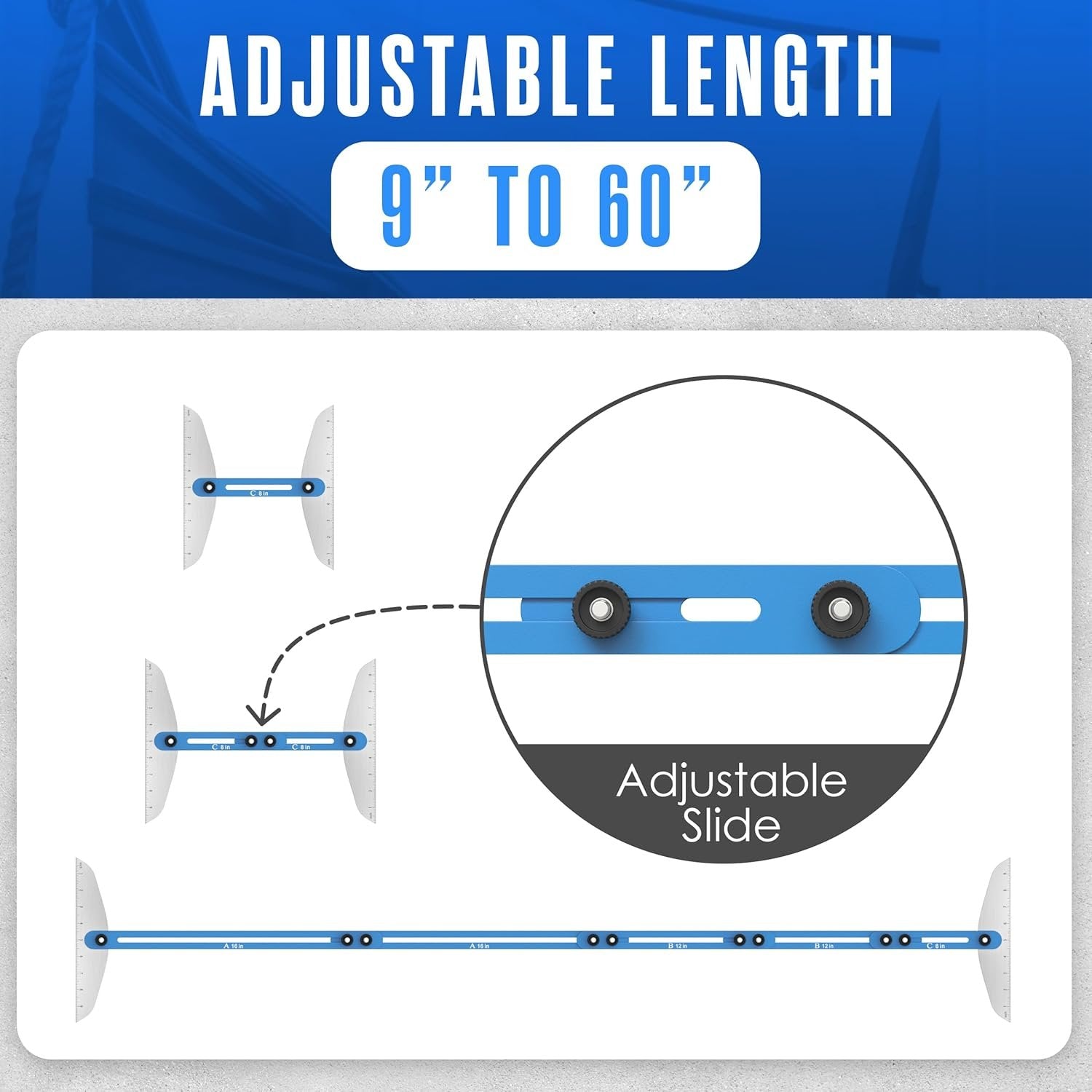Stair Tread Jig Template Tool – Adjustable Gauge Made from Durable Material for Stairs, Risers, Shelves, and Partitions.