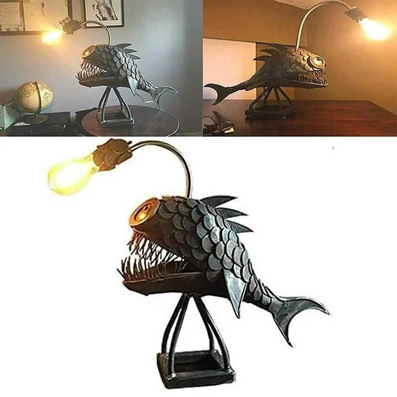 Steampunk Angler Fish Lamp, Anglerfish Lamp Floor-standing Retro Art Table Lamp