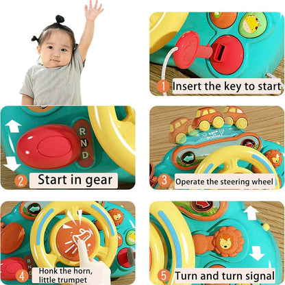Steering Wheel Toy with Sound, Lights, and Secure Strap – Safe for Ages 18+ Months