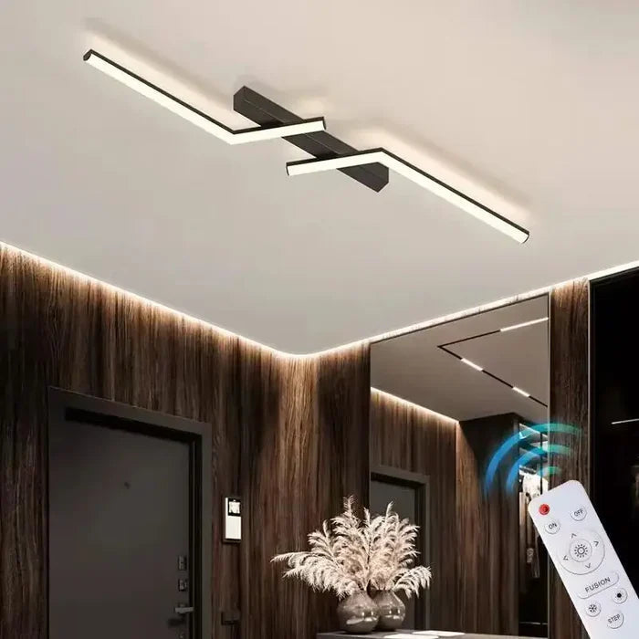 Sleek Contemporary Black Metal LED Ceiling Lamp - Pexav
