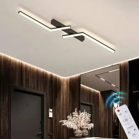 Sleek Contemporary Black Metal LED Ceiling Lamp - Pexav