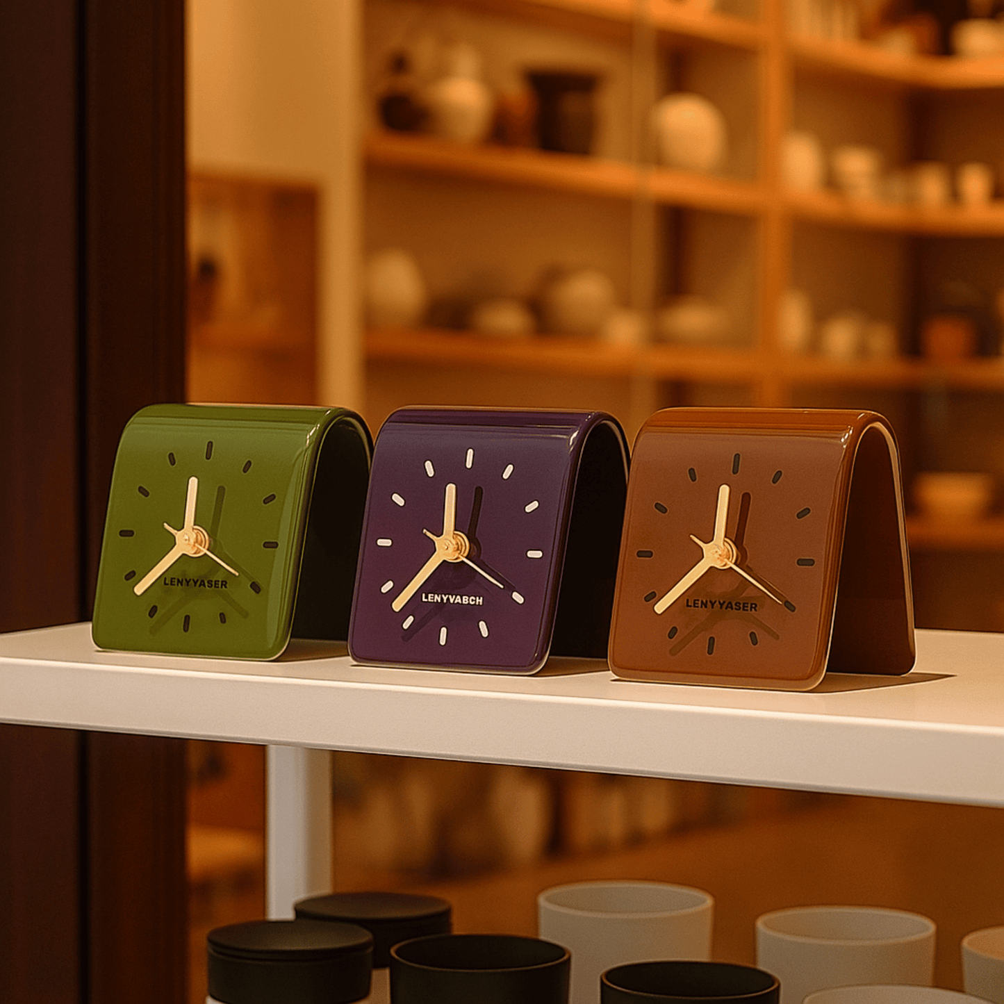 Stylish Ceramic Desk Clock – Minimalist Square Design for Modern Home Décor, Silent Needle Movement, Compact Lightweight 1