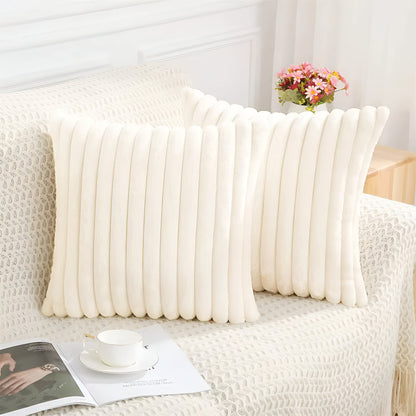 Stylish Striped Plush Cushion Covers Set of 2 – Hypoallergenic Sofa and Couch Cushion Covers for Elegant Home Decor 11