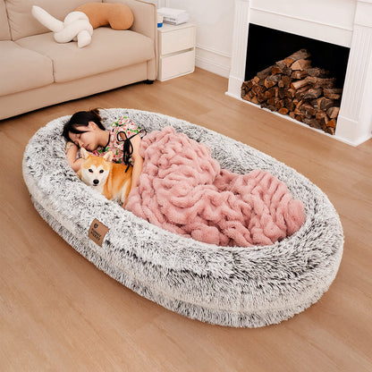 Extra Large Plush Pet Oval Bed for Humans Dogs