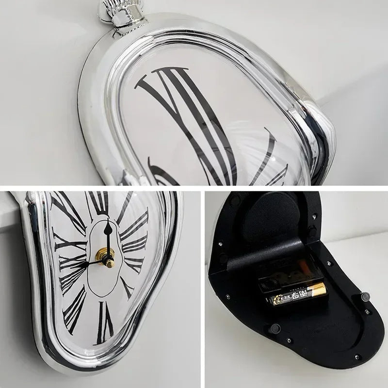 Surreal Melting Wall Clock with Roman Numerals Quartz Movement