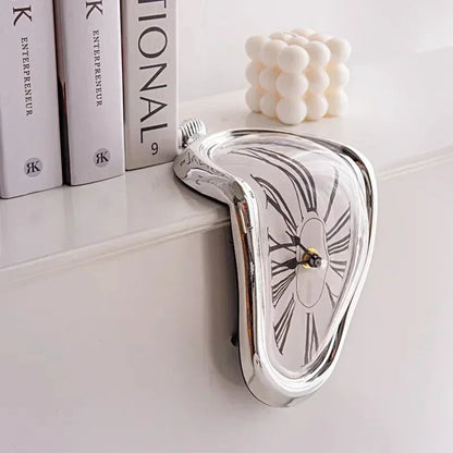 Unique Melted Wall Clock with Roman Numerals Quartz Movement
