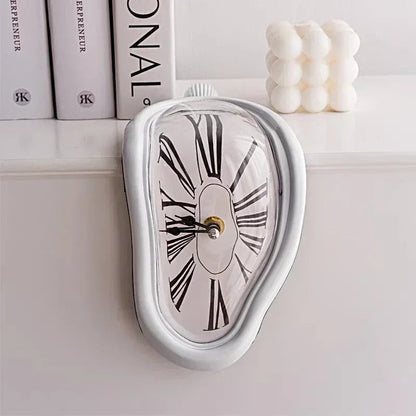 Unique Melted Wall Clock with Roman Numerals Quartz Movement