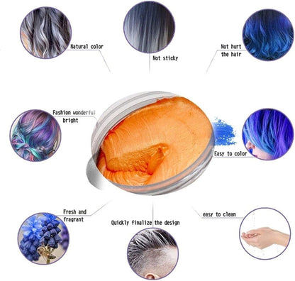 Temporary Hair Color Wax With Colors, Styles, Adds Light Shine & Covers Grays For Daily Party Cosplay Halloween DIY