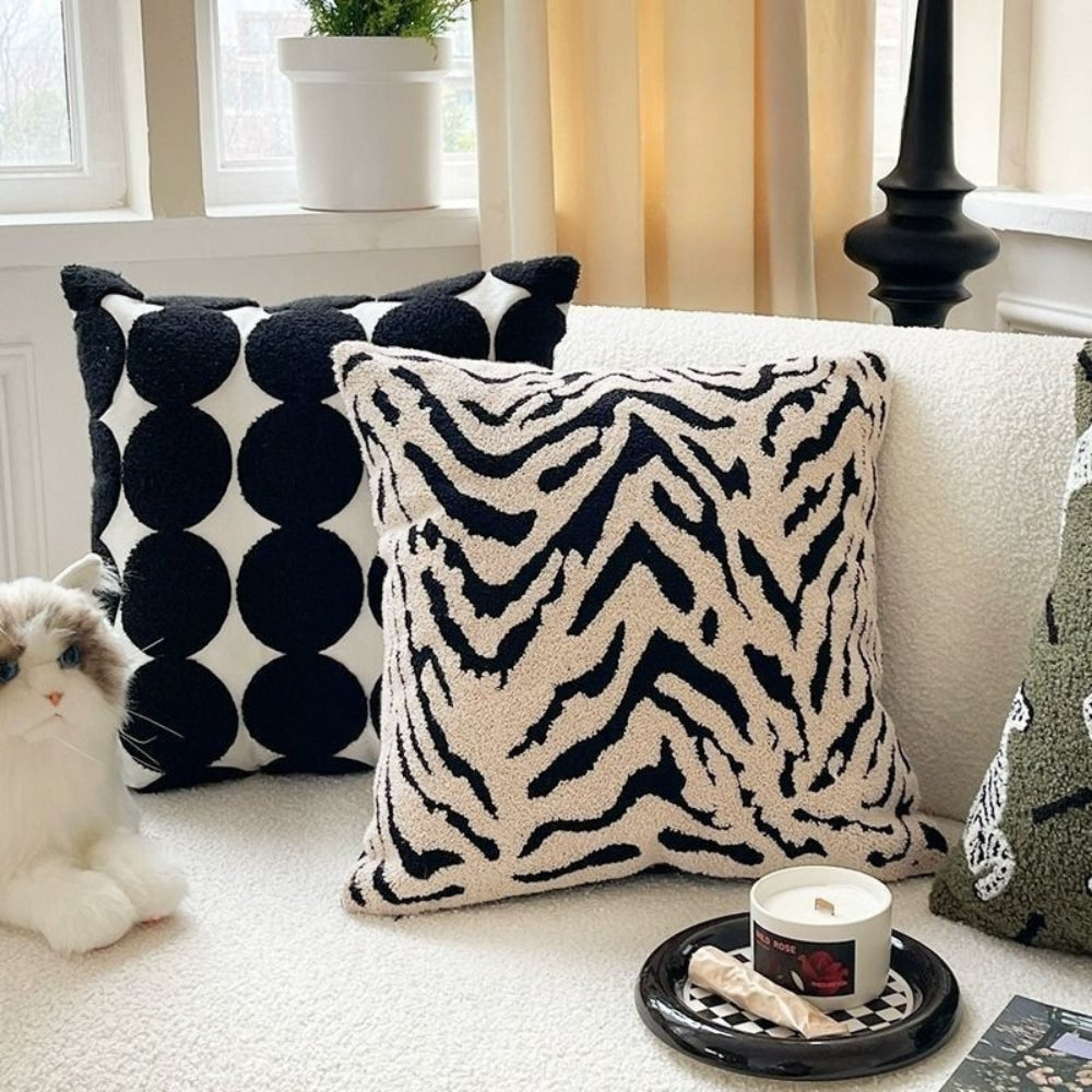 Soft Gray Animal Print Throw Pillow Cover - Pexav