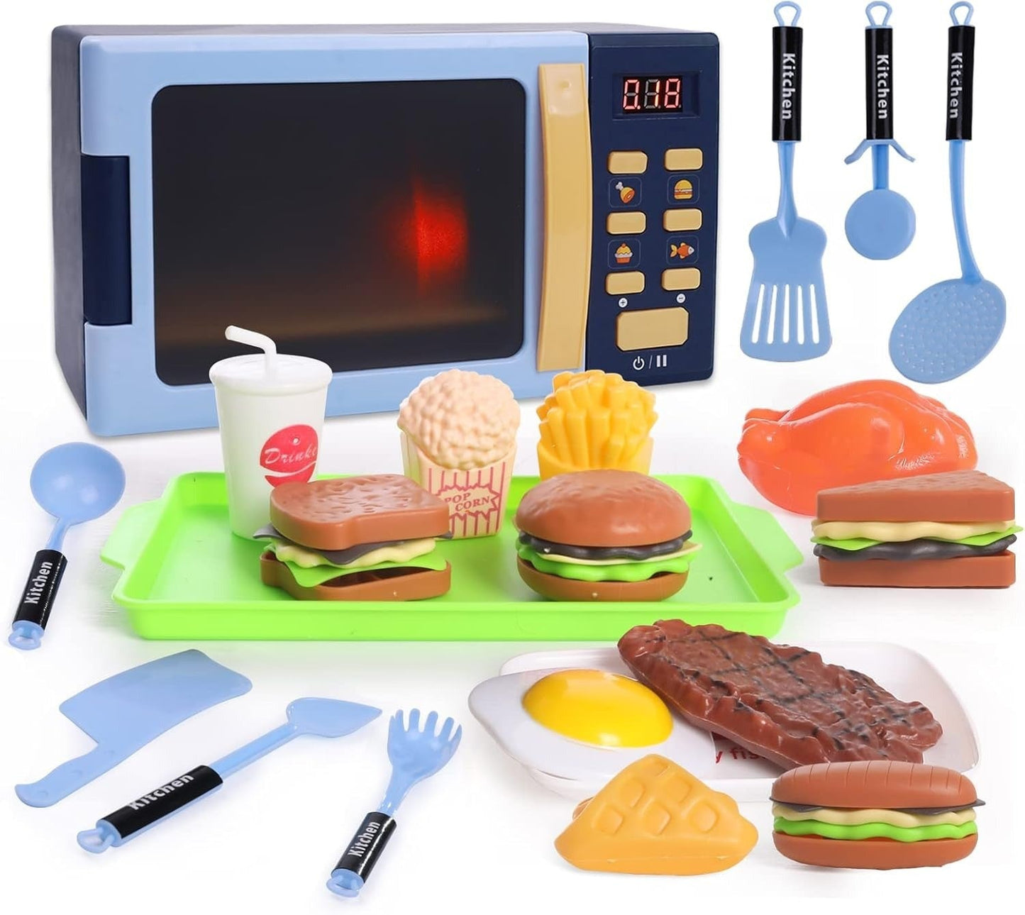 Fun Kids Play Kitchen Microwave Set - Pexav