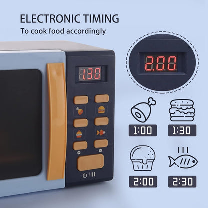 Toy Microwave Oven Playset, Light Effects, Realistic Sounds, Interactive Pretend Cooking, Safe for Ages 3+