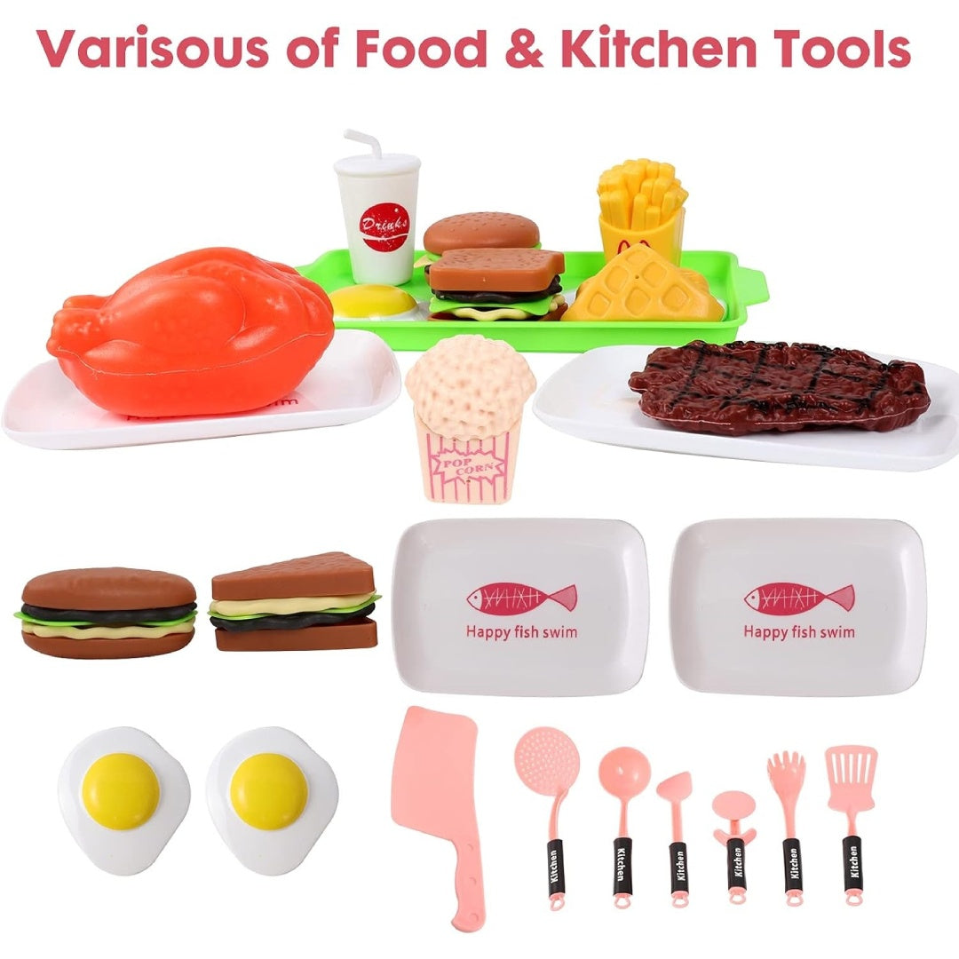 Toy Microwave Oven Playset, Light Effects, Realistic Sounds, Interactive Pretend Cooking, Safe for Ages 3+