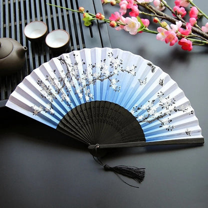 Classic Oriental Floral Folding Fan - Pexav
