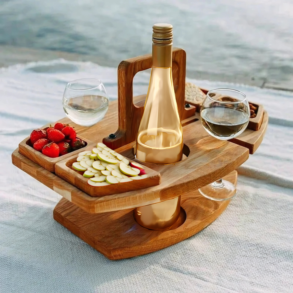 Collapsible Wooden Outdoor Wine Table - Pexav