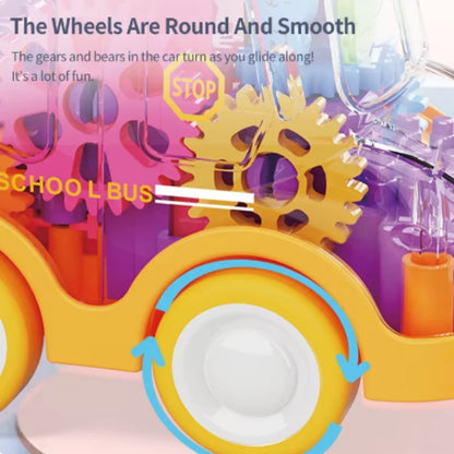 Transparent Gear Car with Push-Button Action, Hand-Eye Coordination Boost, No Batteries Needed, Safe for Ages 3+