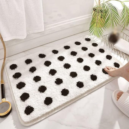 Cozy Dot Pattern Bathroom Mat – Gentle Microfiber Non-Slip Rug - Pexav