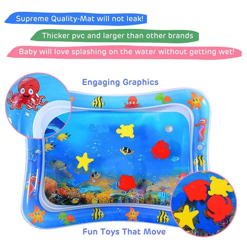 Tummy Time Water Mat, Safe for Babies & Toddlers, Foldable Easy to Clean