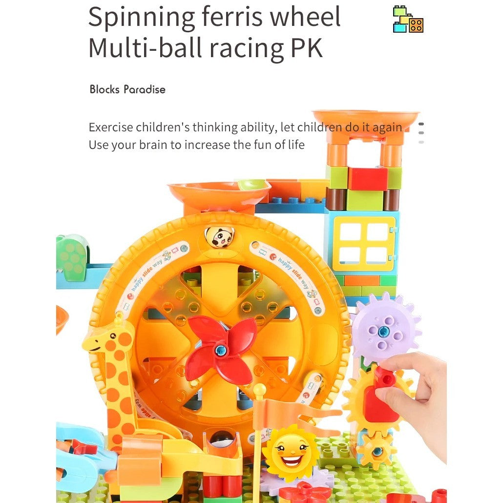 Turntable Marble Race, Creative Assembly, Vibrant Music, Stimulating Imagination, Safe for Ages 3+