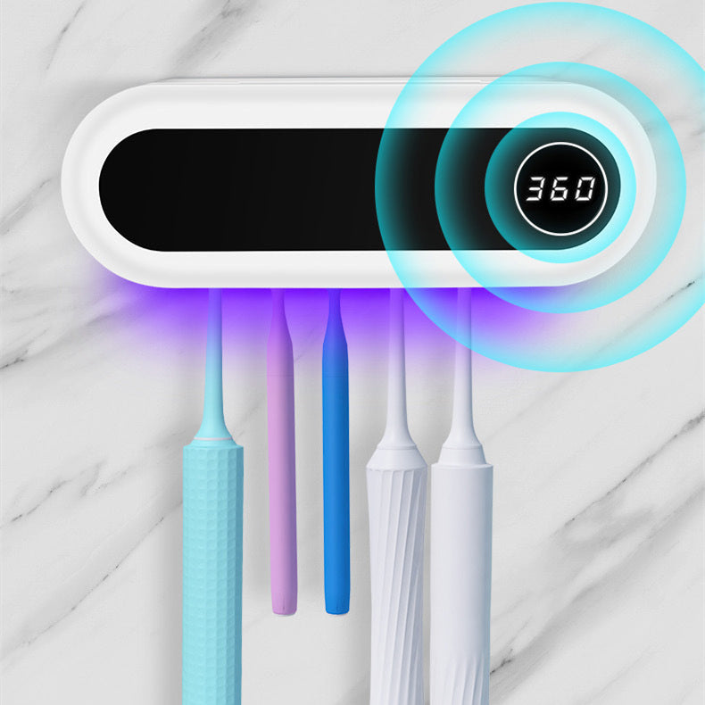 UV Light Wall Mounted Toothbrush Holder – Hygienic Bathroom Organizer for 5 Brushes with Rechargeable Battery and Automatic Shut-Off 2
