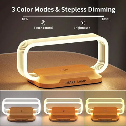 Ultimate LED Desk Lamp with Charging Station – 5-in-1 Fast Wireless Charger, Clock & Night Light with USB Port for Effortless Power & Style