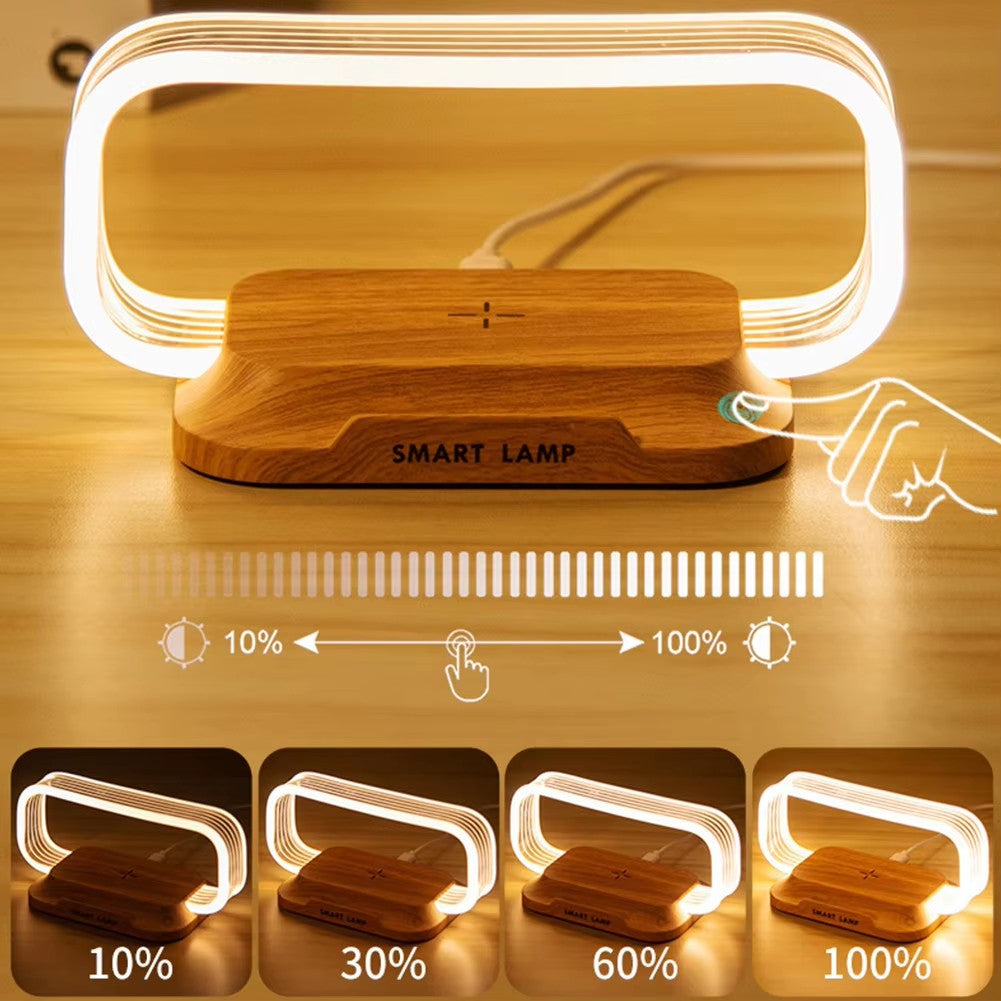 Ultimate LED Desk Lamp with Charging Station – 5-in-1 Fast Wireless Charger, Clock & Night Light with USB Port for Effortless Power & Style