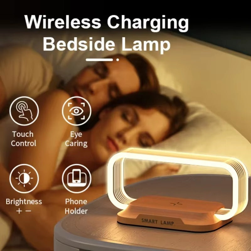 Ultimate LED Desk Lamp with Charging Station – 5-in-1 Fast Wireless Charger, Clock & Night Light with USB Port for Effortless Power & Style