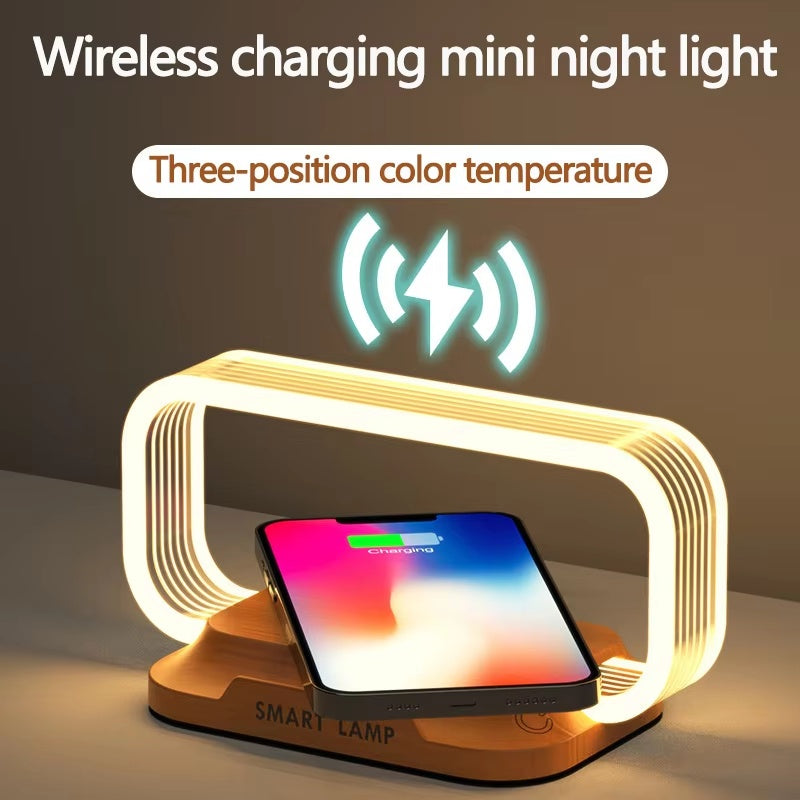 Ultimate LED Desk Lamp with Charging Station – 5-in-1 Fast Wireless Charger, Clock & Night Light with USB Port for Effortless Power & Style