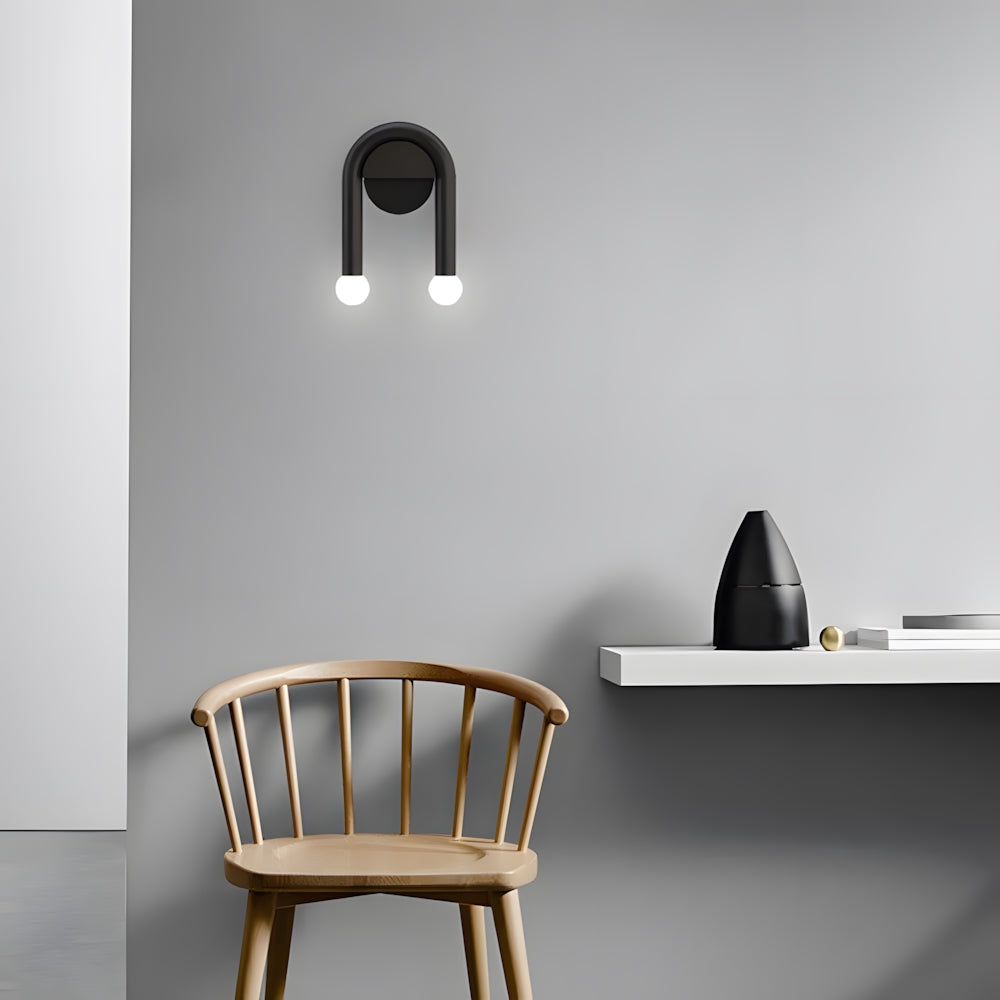 Ultra-Modern Double Light Wall Sconce – Arched Metal Wall Lamp for Stylish Indoor Lighting 1