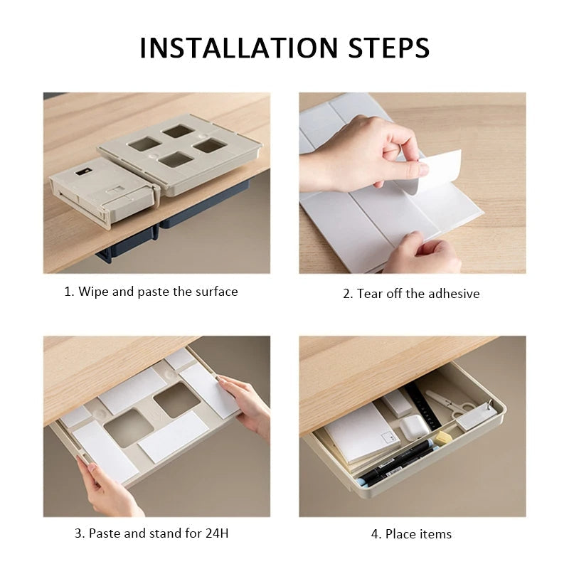 Under Desk Hidden Storage Drawer Organizer Box