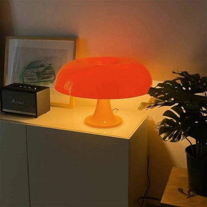 Rustic Wooden Mushroom Table Lamp