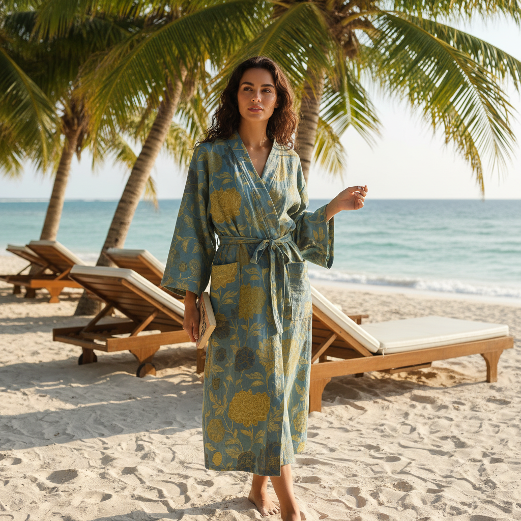 Colorful Floral Kimono Robe - Pexav