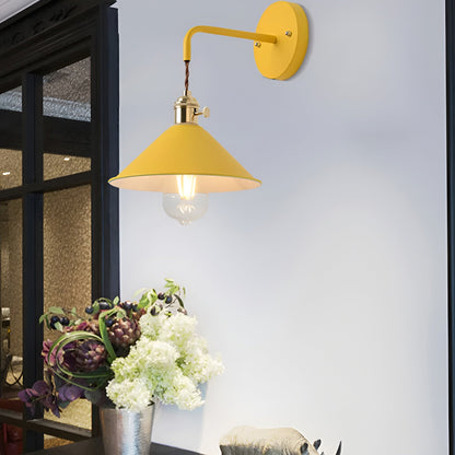 Yellow wall lamp with a white background
