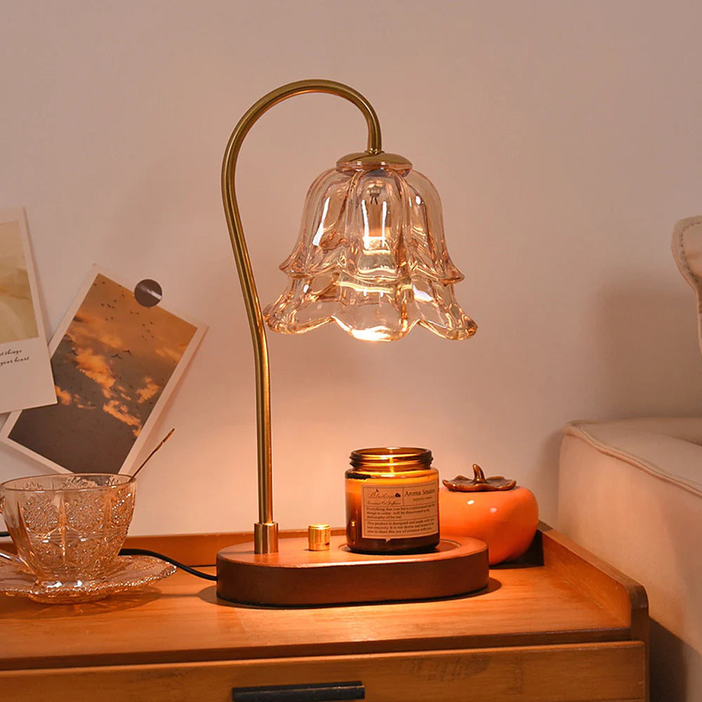 Classic Elegant Glass Floral Table Light - Pexav