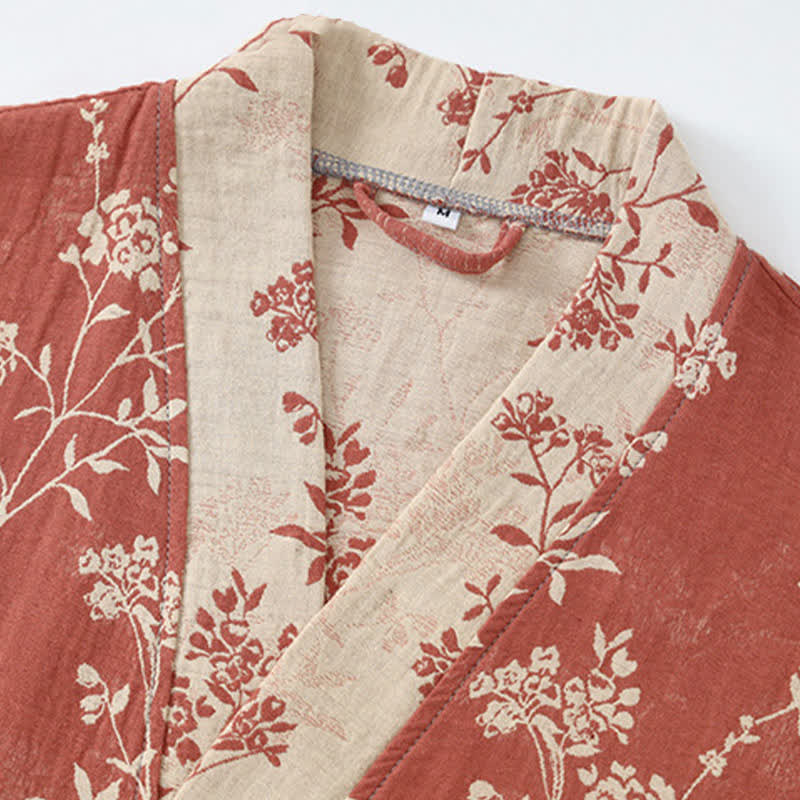 Comfy Floral Kimono Robe - Lightweight Cotton