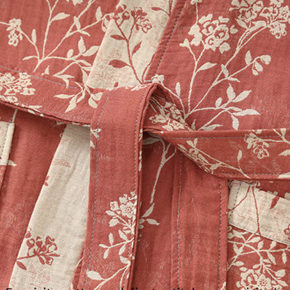 Comfy Floral Kimono Robe - Lightweight Cotton