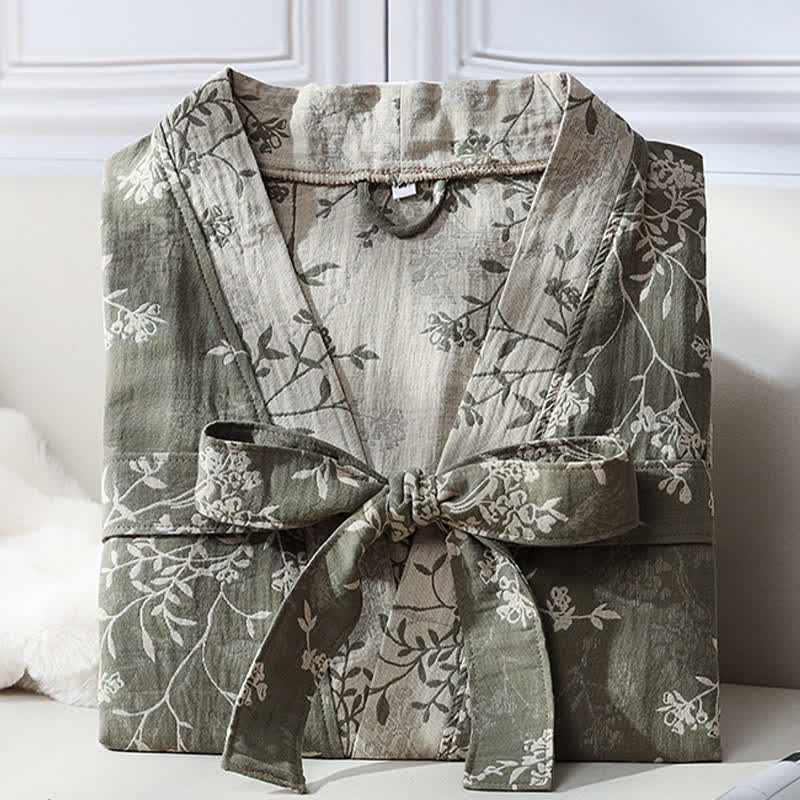 Comfy Floral Kimono Robe - Lightweight Cotton
