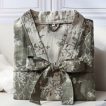Comfy Floral Kimono Robe - Lightweight Cotton