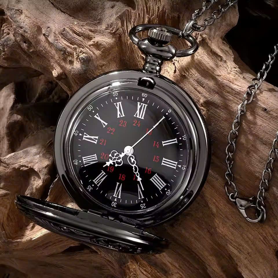 Classic Pocket Watch with Chain and Protective Case - Pexav