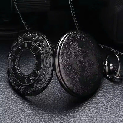 Vintage Half Hunter Pocket Watch with Cover, Chain, Safe Materials, Compact and Easy to Carry