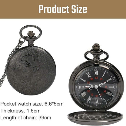 Vintage Half Hunter Pocket Watch with Cover, Chain, Safe Materials, Compact and Easy to Carry