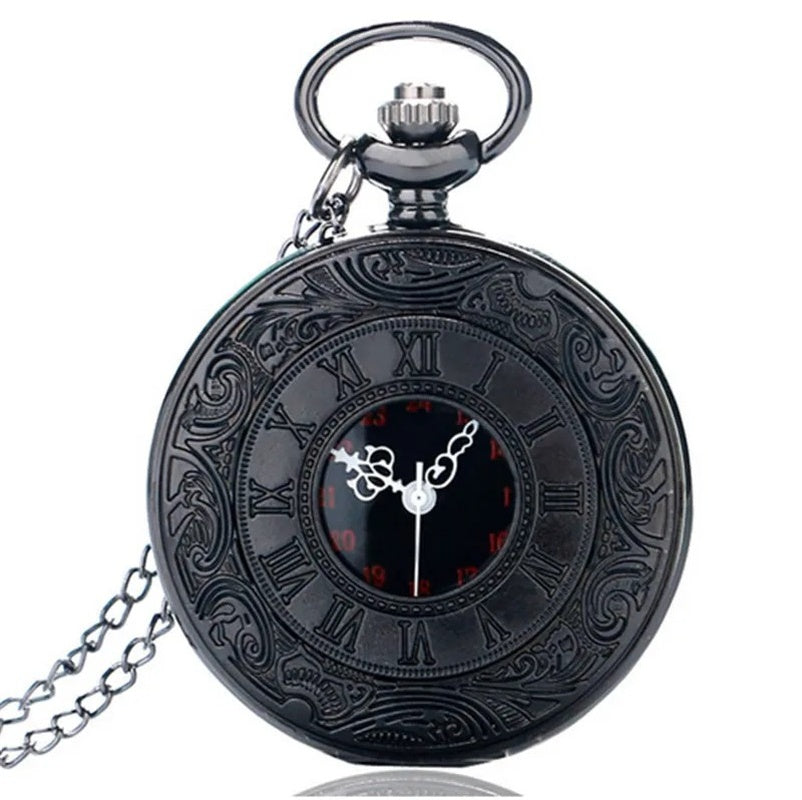 Vintage Half Hunter Pocket Watch with Cover, Chain, Safe Materials, Compact and Easy to Carry