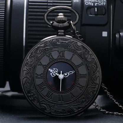 Vintage Half Hunter Pocket Watch with Cover, Chain, Safe Materials, Compact and Easy to Carry