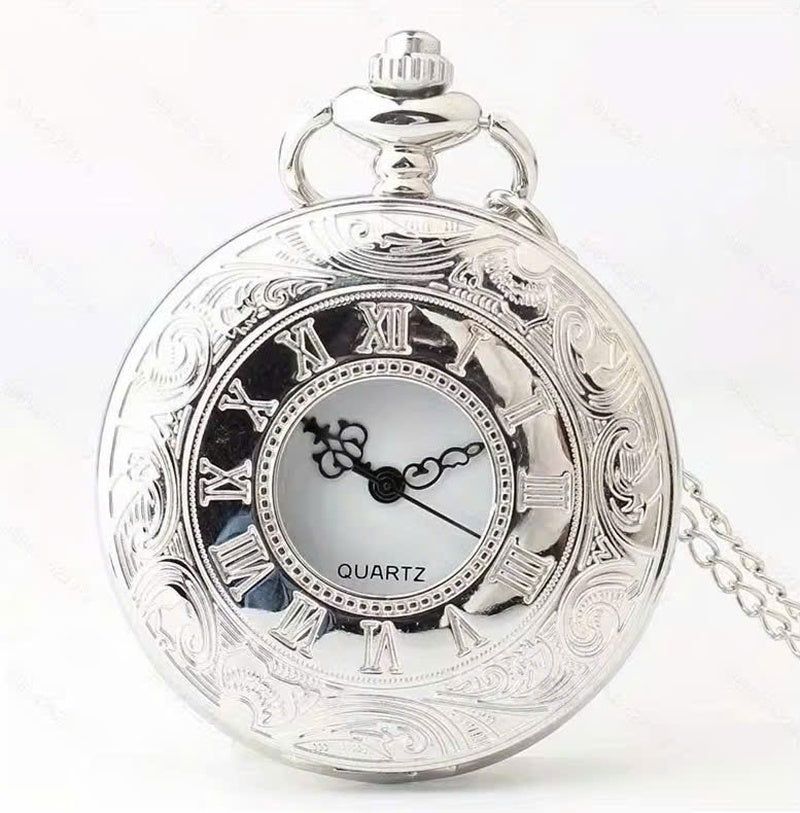 Vintage Half Hunter Pocket Watch with Cover, Chain, Safe Materials, Compact and Easy to Carry