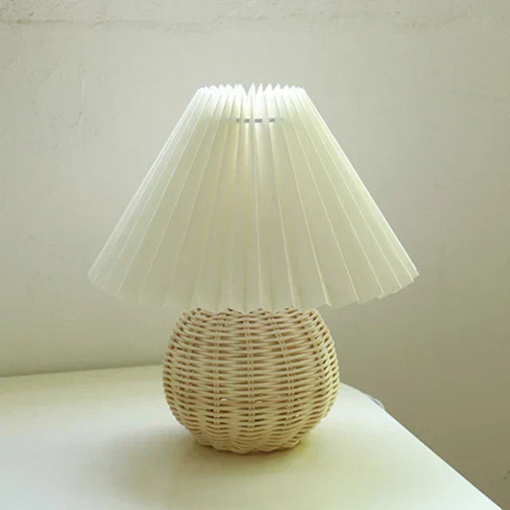Vintage Table Lamp with Pleated Shade – Elegant Bedroom or Bedside Table Lamp for Warm Ambiance 10