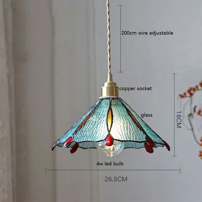 Vintage Tiffany Stained Glass Pendant Light