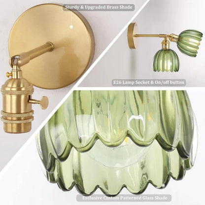 Vintage Tulip Glass Wall Light for Bedroom and Hallway