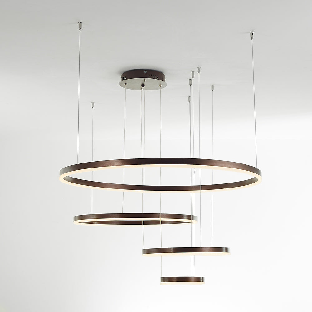 Stylish Pendant Light Circle Metal Black Gold Brown