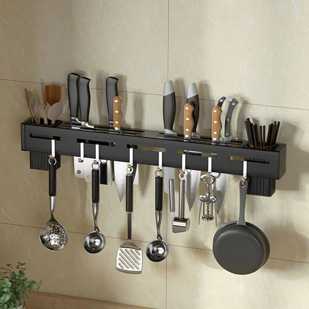 Compact Kitchen Knife Rack Stainless Steel Holder - Pexav