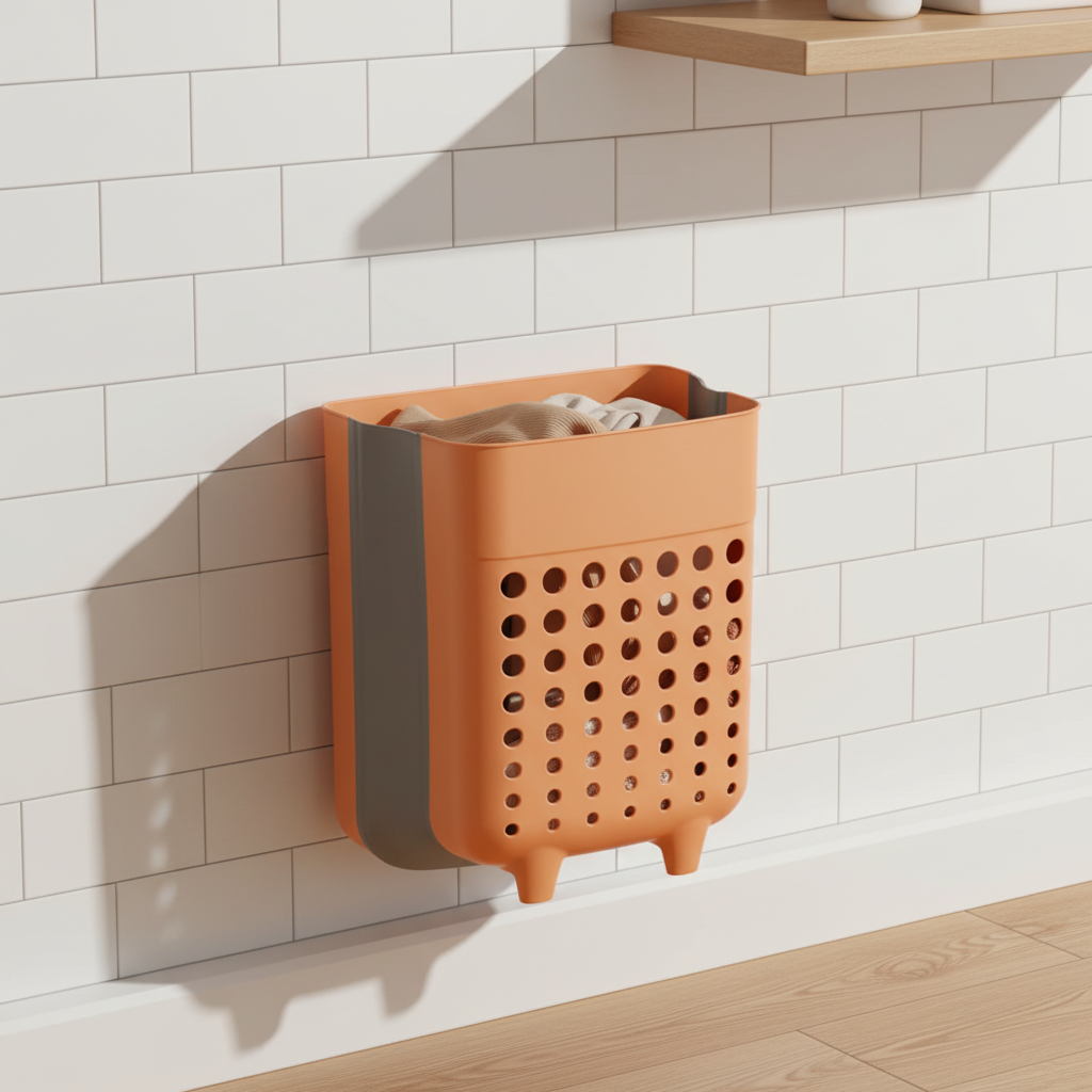 Space Saving Foldable Wall Laundry Basket - Pexav