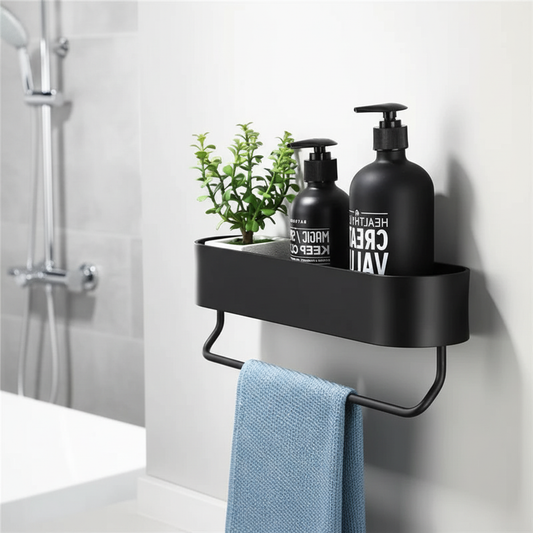 Space-saving Black Metal Wall Shelf - Pexav
